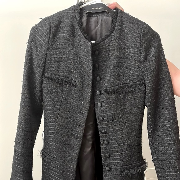 Zara Jackets & Coats Zara Basic Black Tweed Peacoat Poshmark
